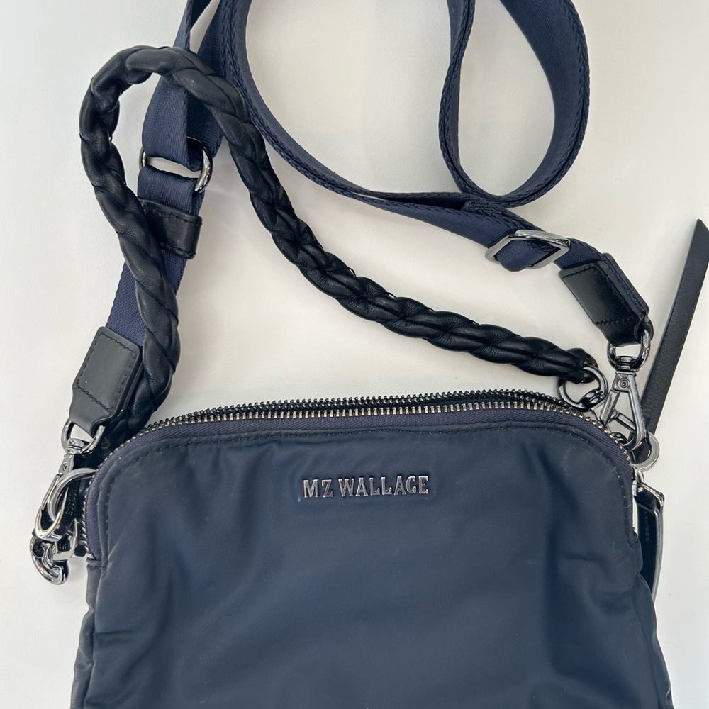 MZ Wallace Quilted Navy Crossbody with Braided Strap
